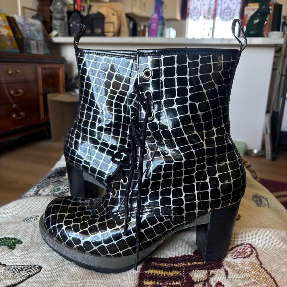 Doc Marten Black and White Women's Ankle Boots